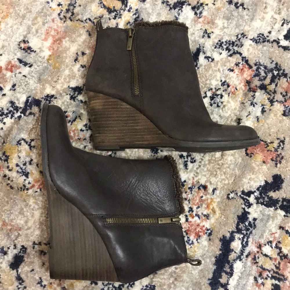Lucky Brand Brown Leather Booties Size 9